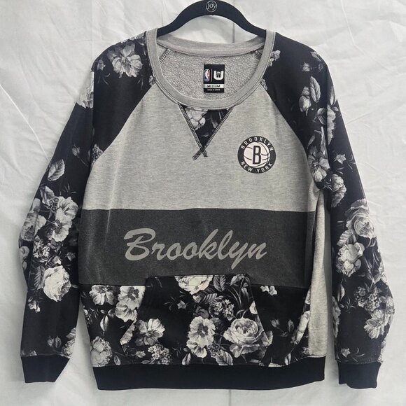 Brooklyn Nets Sweater NBA Basketball Pullover Floral Pullover - Women's - Medium - Picture 1 of 6